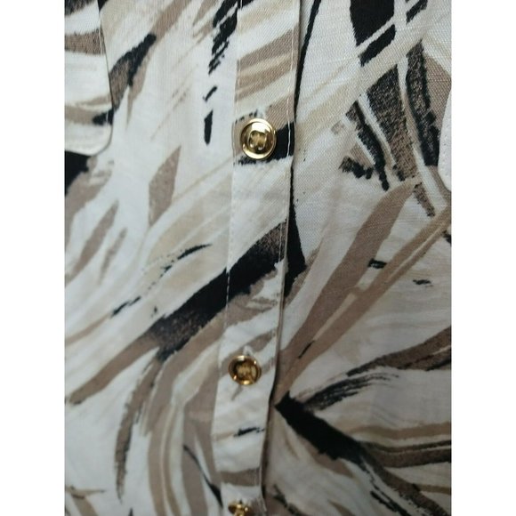 JM Collection Women's V Neck Flap Pocket 3/4 Tab Sleeve Button Shirt. Size M - Picture 7 of 15